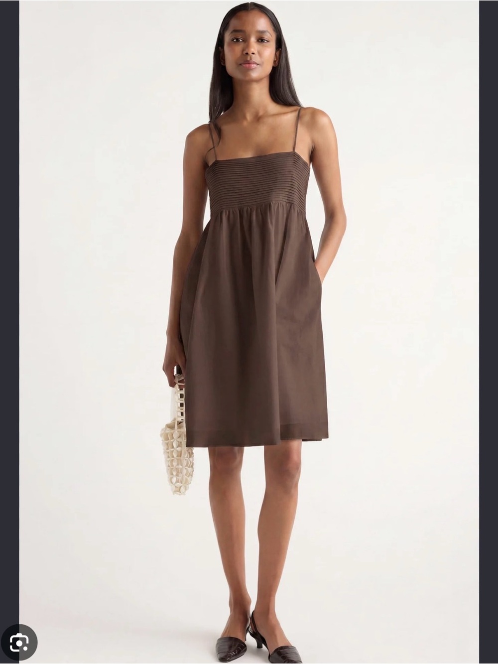 NWT - Modern Citizen Myra pintuck cotton and silk mini dress - XL brown